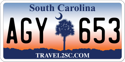 SC license plate AGY653