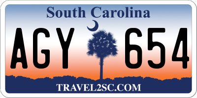 SC license plate AGY654