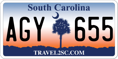 SC license plate AGY655