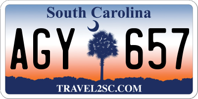 SC license plate AGY657