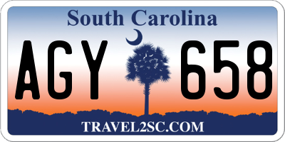 SC license plate AGY658