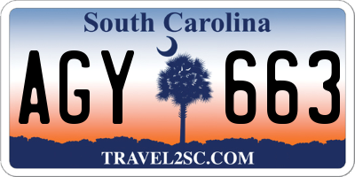 SC license plate AGY663
