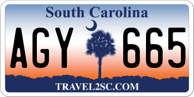 SC license plate AGY665
