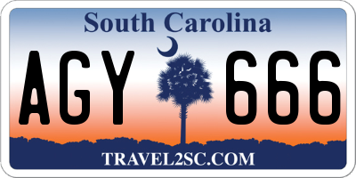 SC license plate AGY666