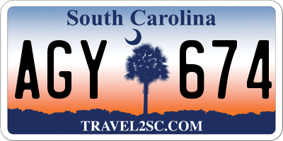 SC license plate AGY674