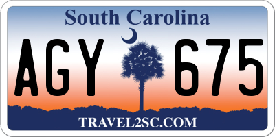SC license plate AGY675