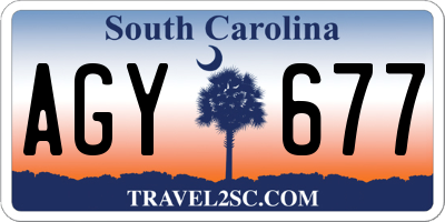 SC license plate AGY677