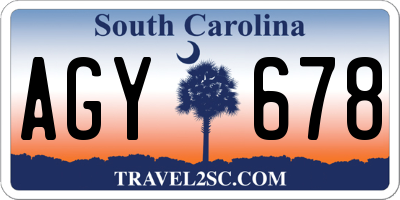 SC license plate AGY678