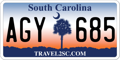 SC license plate AGY685