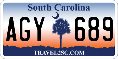 SC license plate AGY689