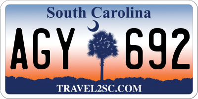 SC license plate AGY692