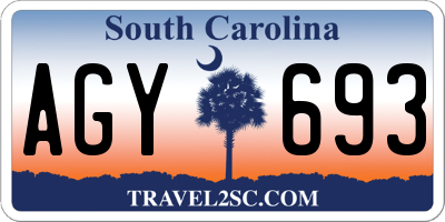 SC license plate AGY693