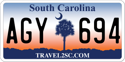 SC license plate AGY694