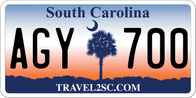 SC license plate AGY700