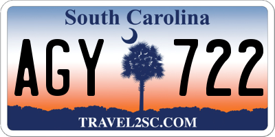 SC license plate AGY722