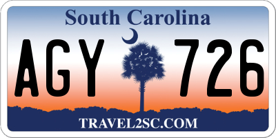 SC license plate AGY726
