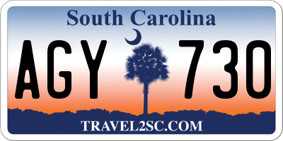 SC license plate AGY730