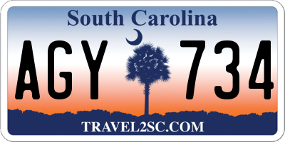 SC license plate AGY734