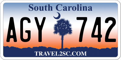 SC license plate AGY742