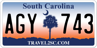 SC license plate AGY743