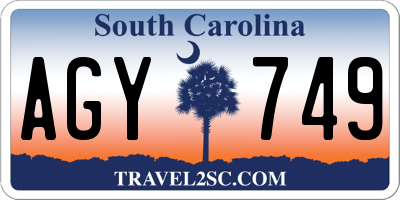 SC license plate AGY749