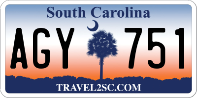 SC license plate AGY751