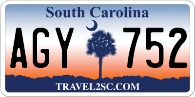 SC license plate AGY752