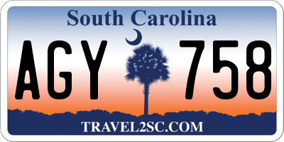 SC license plate AGY758