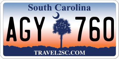 SC license plate AGY760