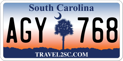 SC license plate AGY768