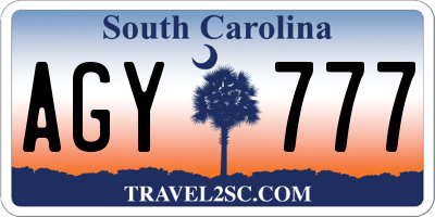 SC license plate AGY777