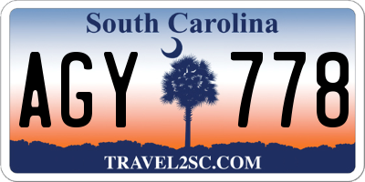 SC license plate AGY778