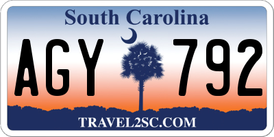 SC license plate AGY792