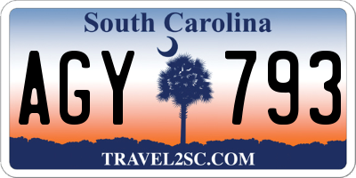 SC license plate AGY793