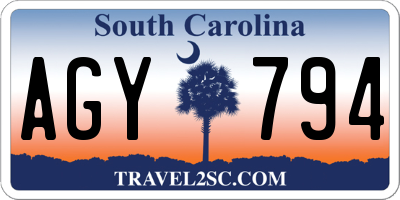 SC license plate AGY794