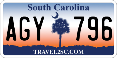 SC license plate AGY796