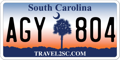 SC license plate AGY804