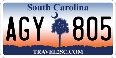 SC license plate AGY805