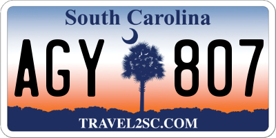 SC license plate AGY807