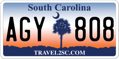 SC license plate AGY808