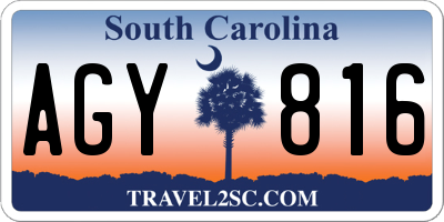 SC license plate AGY816