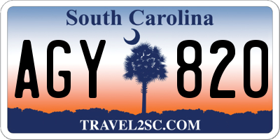SC license plate AGY820
