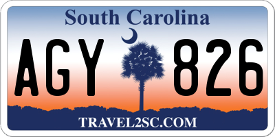 SC license plate AGY826