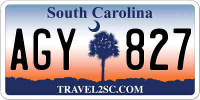 SC license plate AGY827