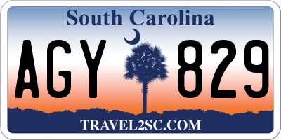 SC license plate AGY829