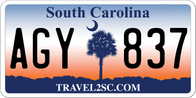 SC license plate AGY837