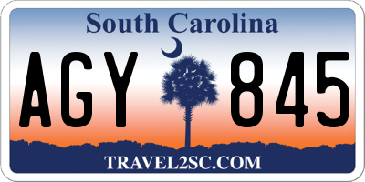 SC license plate AGY845