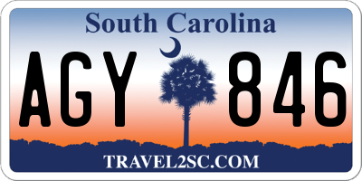 SC license plate AGY846
