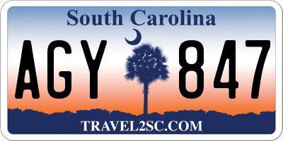 SC license plate AGY847