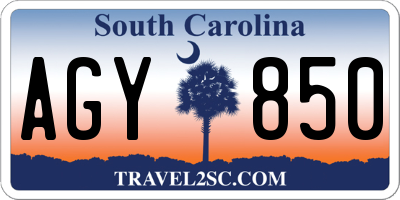 SC license plate AGY850